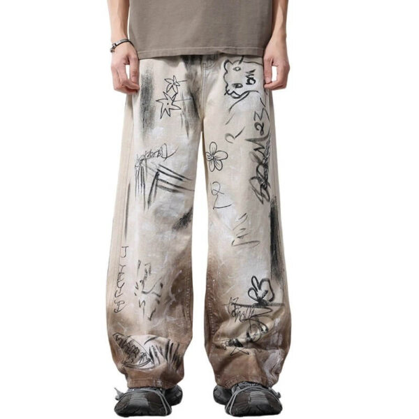 Hand-painted graffiti jeans